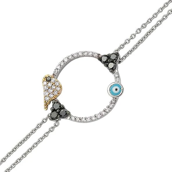 18 Ayar Altın Pırlanta Nazar Kuş Bileklik 48552-4
