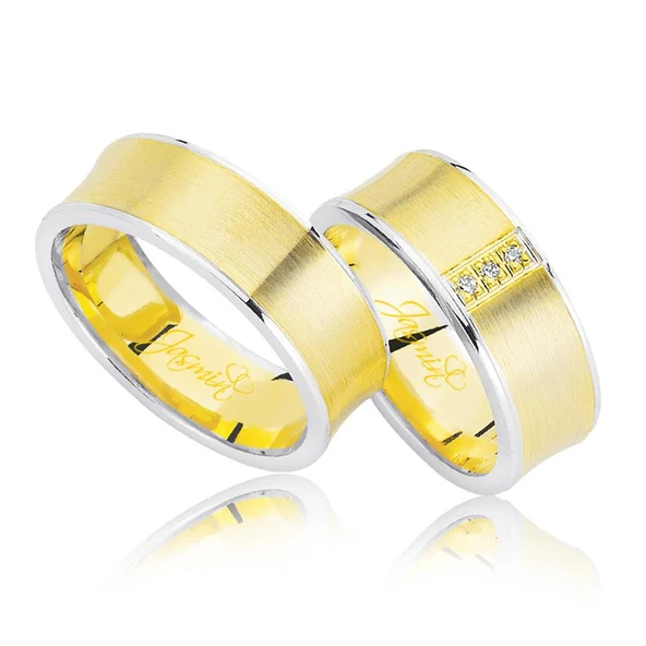 Sarı Beyaz Düz Altın Alyans 2804-3 ürün görseli