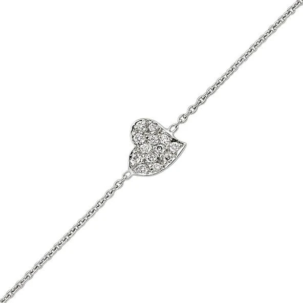 18 Ayar Altın Pırlanta Kalp Bileklik 48547-6 ürün görseli