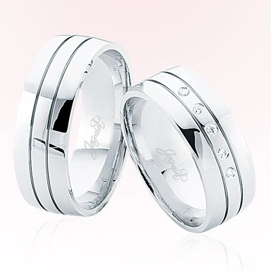 Beyaz Şeritli Altın Alyans 5004 ürün görseli