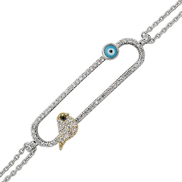 18 Ayar Altın Pırlanta Nazar Kuş Bileklik 48551 ürün görseli