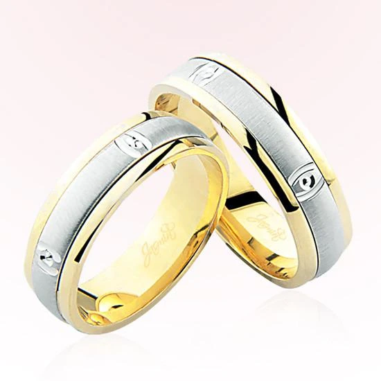 Sarı Beyaz Bombeli Altın Alyans 6108 ürün görseli