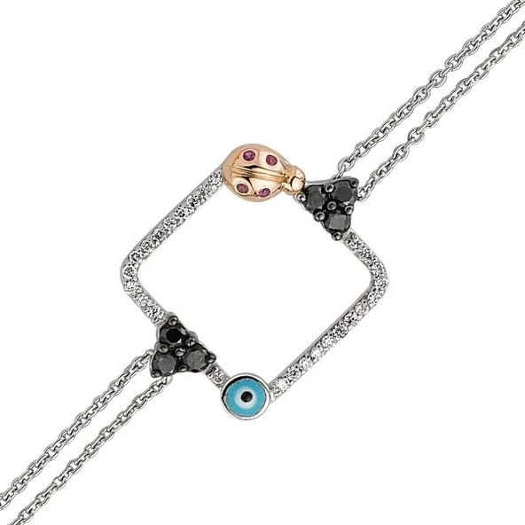 18 Ayar Altın Pırlanta Nazar Uğur Böceği Bileklik 48547 ürün görseli