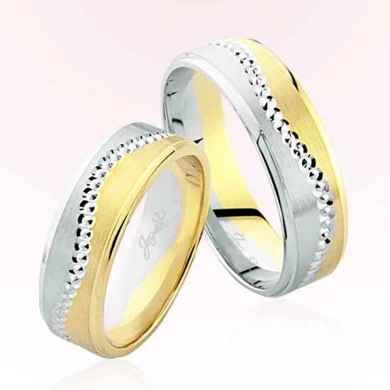 Sarı Beyaz Desenli Altın Alyans 6905 ürün görseli