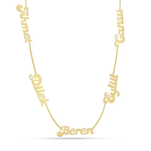 14 Ayar Altın Beşli İsim Kolye - AD10 ürün görseli