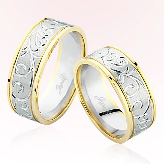 Sarı Beyaz Desenli Altın Alyans 6403 ürün görseli