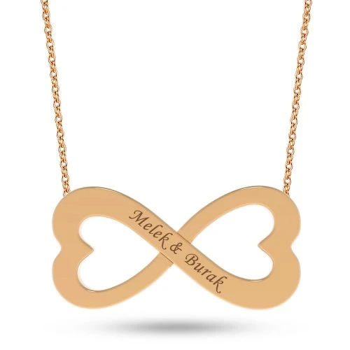 14 Ayar Altın Kalpli Sonsuzluk İsim Kolye - AD22 ürün görseli