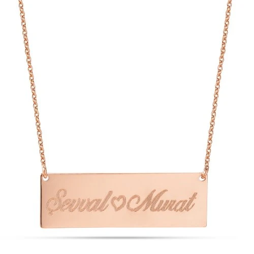 14 Ayar Altın Dikdörtgen Plaka İsim Kolye - AD35 ürün görseli