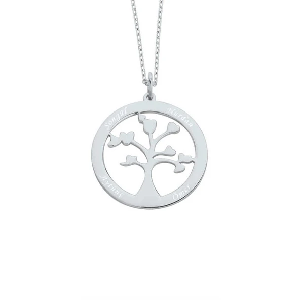 İsimli Hayat Ağacı Gümüş Kolye GMS1133 ürün görseli