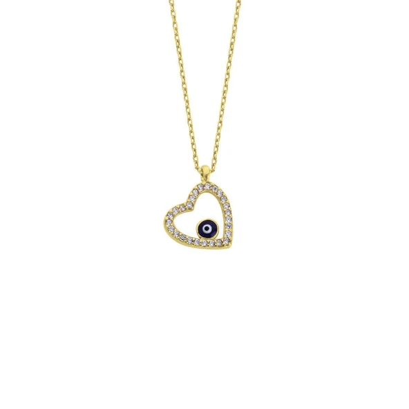 Nazarlı Kalpli Gümüş Kolye  GMS1144 ürün görseli