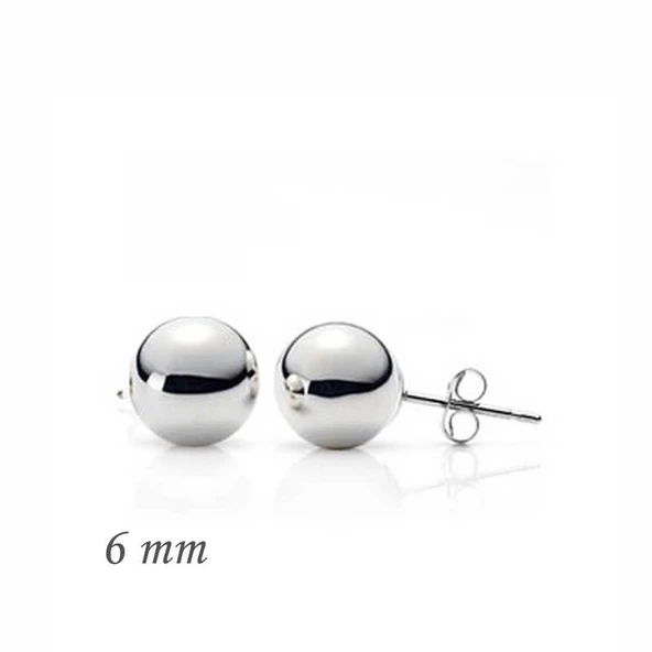 Harem Altın Gümüş Top Küpe - 6 mm