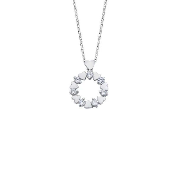 Zirkon Taşlı Minik Kalpler Gümüş Kolye GMS1179 ürün görseli