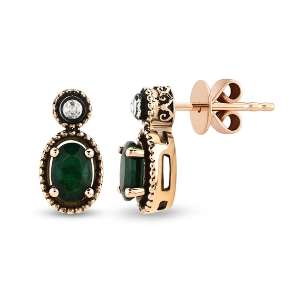 Harem Altın 0.83 Ct Elmas Zümrüt Küpe EK1