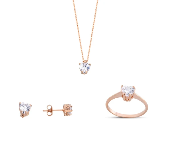 Tektaş Kalp Rose Gümüş Set  GMS160 ürün görseli