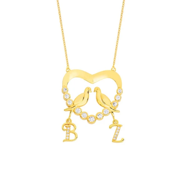 Su Yolu Kalpli Harfli Gümüş Kolye  GMS1620 ürün görseli