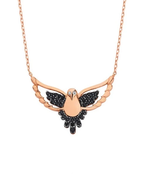 Anka Kuşu Gümüş Rose Kolye GMS1782 ürün görseli