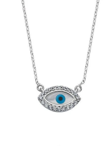 Mineli Göz Gümüş Beyaz Kolye GMS1779 ürün görseli
