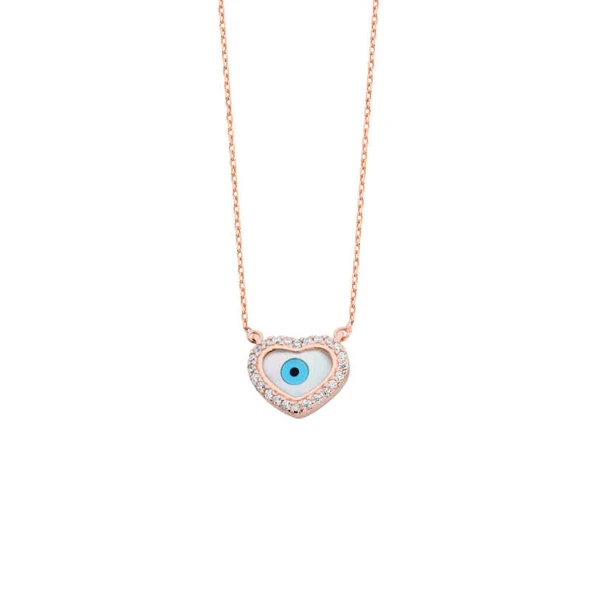 Kalpli Nazar Boncuklu Gümüş Kolye GMS1516 ürün görseli