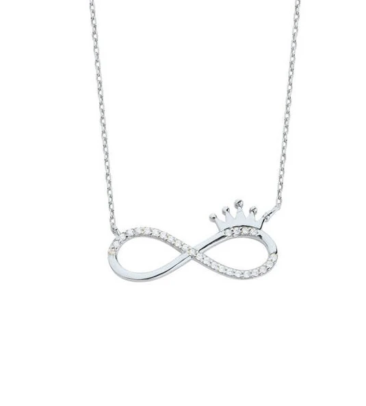Sonsuzluk Tacı Gümüş Beyaz Kolye GMS1805 ürün görseli