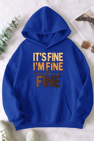 Unisex Oversize Fine Baskılı Sweatshirt - Resim 9