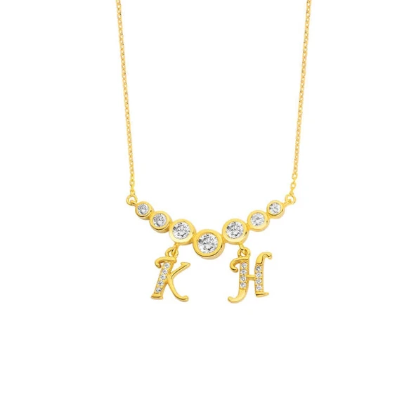 Su Yolu Harfli Gümüş Kolye  GMS1737 ürün görseli