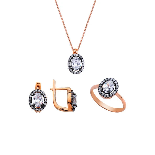 Oval Pırlanta Montür Gümüş Set  GMS151 ürün görseli