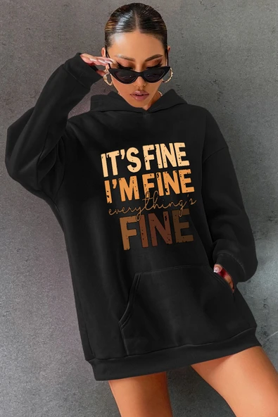 Unisex Oversize Fine Baskılı Sweatshirt