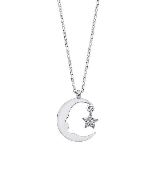 Atatürk Silüeti Ay Yıldız Gümüş Kolye GMS1194 ürün görseli