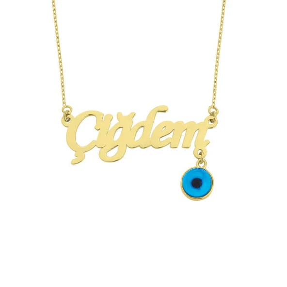 İsimli Nazar Boncuklu Gümüş Kolye GMS1280 ürün görseli