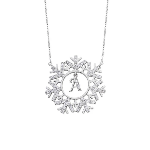 Kar Tanesi Harfli Gümüş Kolye  GMS1629 ürün görseli