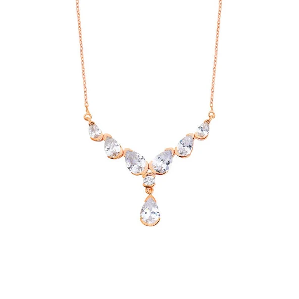 V Damla Gümüş Kolye  GMS1387 ürün görseli