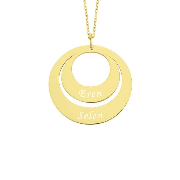 İki İsimli Halka Levha Gümüş Kolye GMS1287 ürün görseli