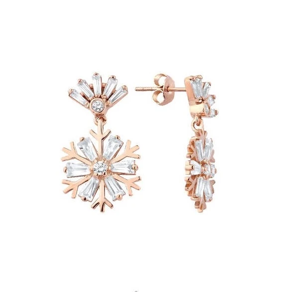 Baget Taşlı Kar Tanesi Gümüş Küpe GMS2119 ürün görseli