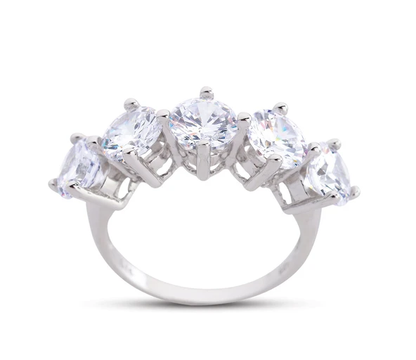 Kral Tacı Büyük Boy Beyaz Gümüş Beştaş Yüzük  GMS203 ürün görseli