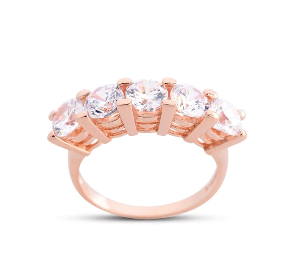 Pırlanta Montür Büyük Boy Rose Renk Beştaş Yüzük GMS217 ürün görseli