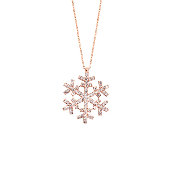Kar Tanesi Rose Renk Gümüş Kolye  GMS54 ürün görseli