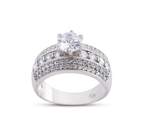 Kanal Tektaş Beyaz Renk Gümüş Yüzük  GMS196 ürün görseli