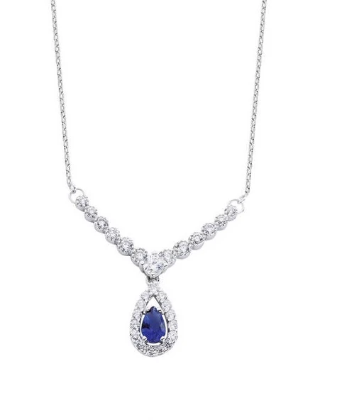 Damla Taşlı V Montür Gümüş Kolye GMS2069 ürün görseli