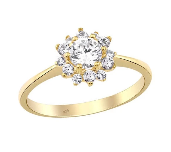 Gül Motif Gümüş Sarı Yüzük GMS1938 ürün görseli