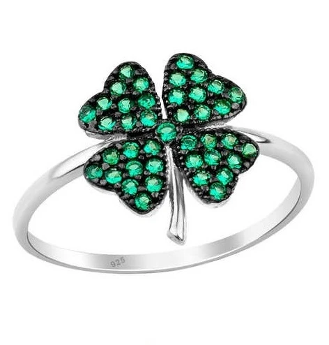 Yonca Yaprağı Gümüş Beyaz Yüzük GMS1933 ürün görseli