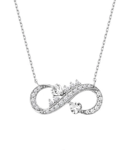 Çift Kalpli Sonsuzluk Gümüş Kolye GMS1958 ürün görseli