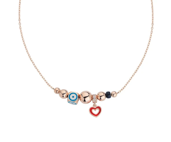 Nazar Boncuklu Mineli Gümüş Kolye  GMS319 ürün görseli