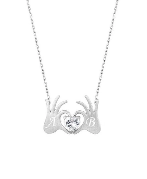 Kalpli El Harfli Gümüş Kolye GMS2022 ürün görseli