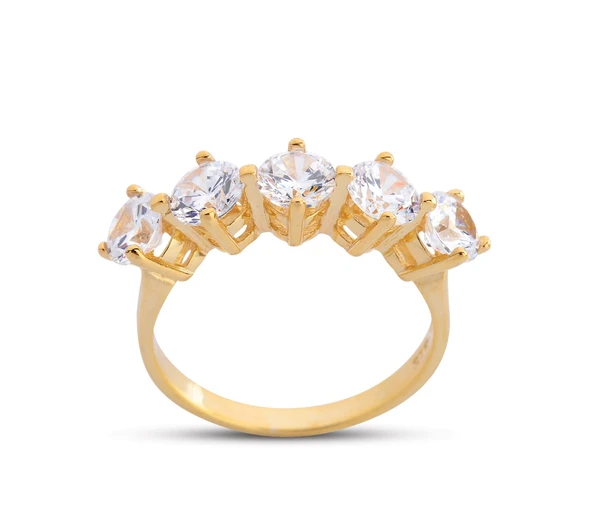 Kral Tacı Orta Boy Altın Rengi Gümüş Beştaş Yüzük  GMS202 ürün görseli