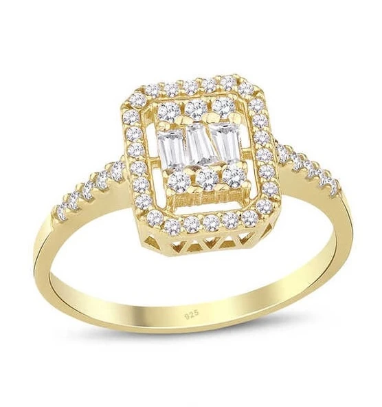 Gümüş Baget Sarı Yüzük GMS1986 ürün görseli