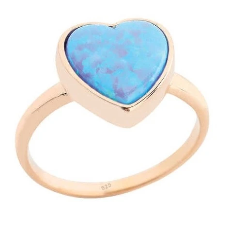 Opal Taşlı Kalp Gümüş Yüzük GMS1929 ürün görseli