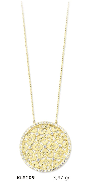 14 Ayar Altın Kalp Daire Kolye KLY109 ürün görseli