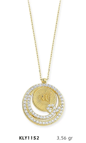 Harem Altın 14 Ayar Altın Allah Yazılı Vav Kolye KLY1152