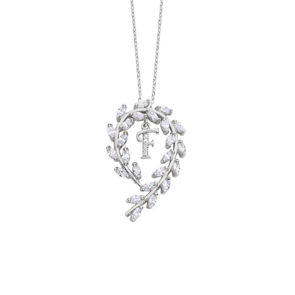 Çiçek Tacı Harfli Gümüş Kolye GMS887 ürün görseli