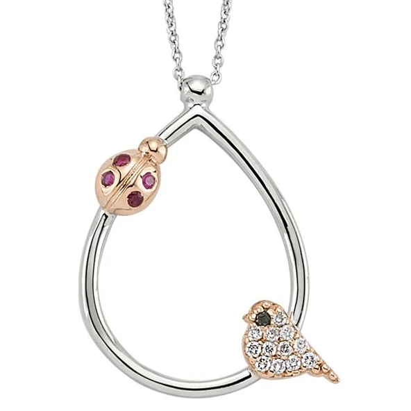 18 Ayar Altın Pırlanta Kuş Damla Kolye K48556-2 ürün görseli